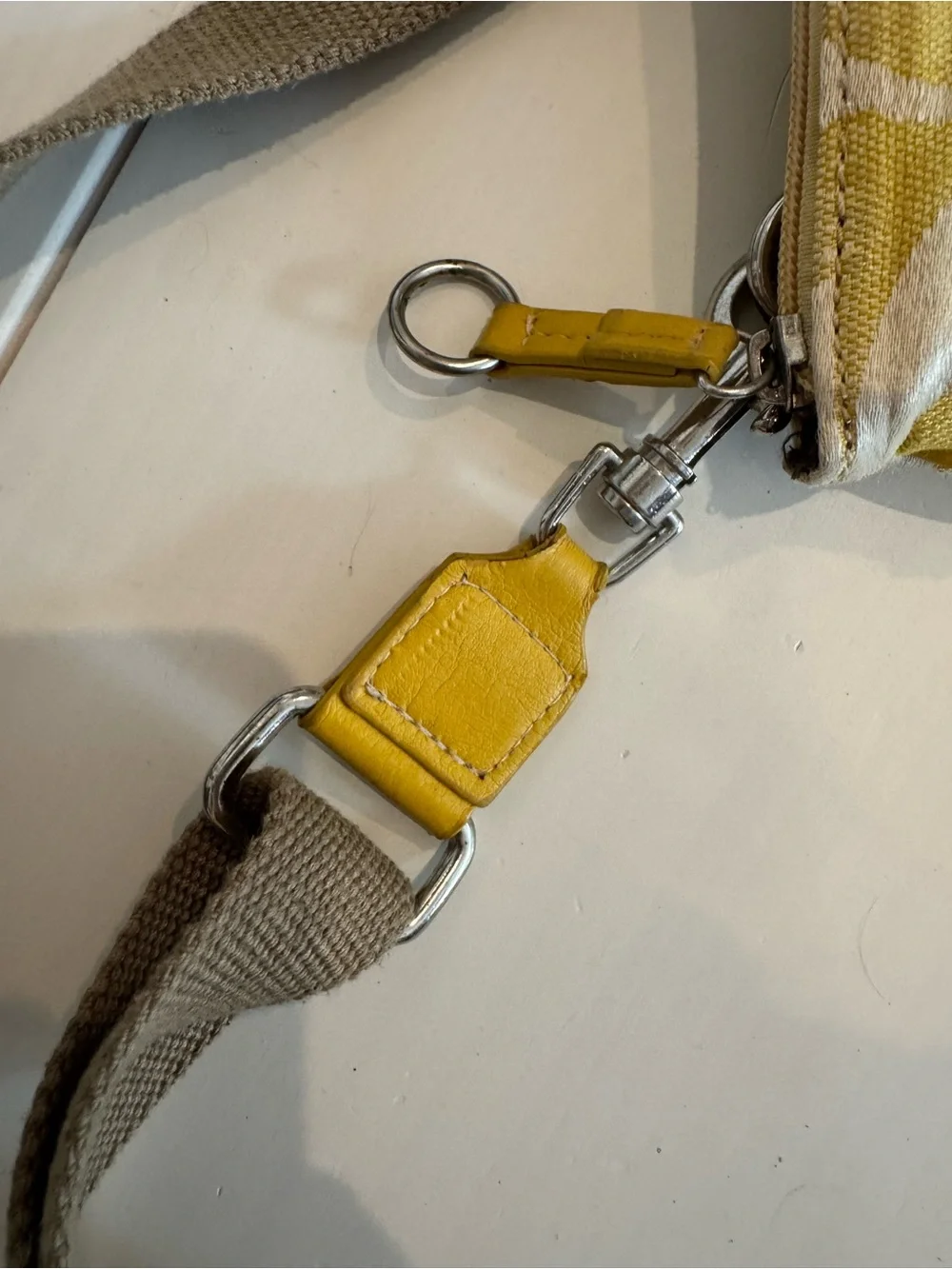 Coach Yellow Signature-Pattern Crossbody Bag with Canvas Strap